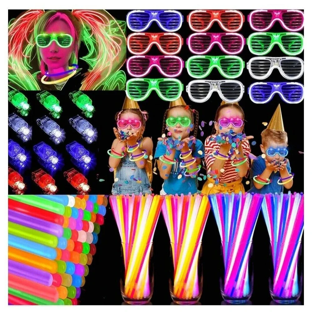 170 PCS Glow in The Dark Party Supplies, Glow Party Decorations with 100 Glow...